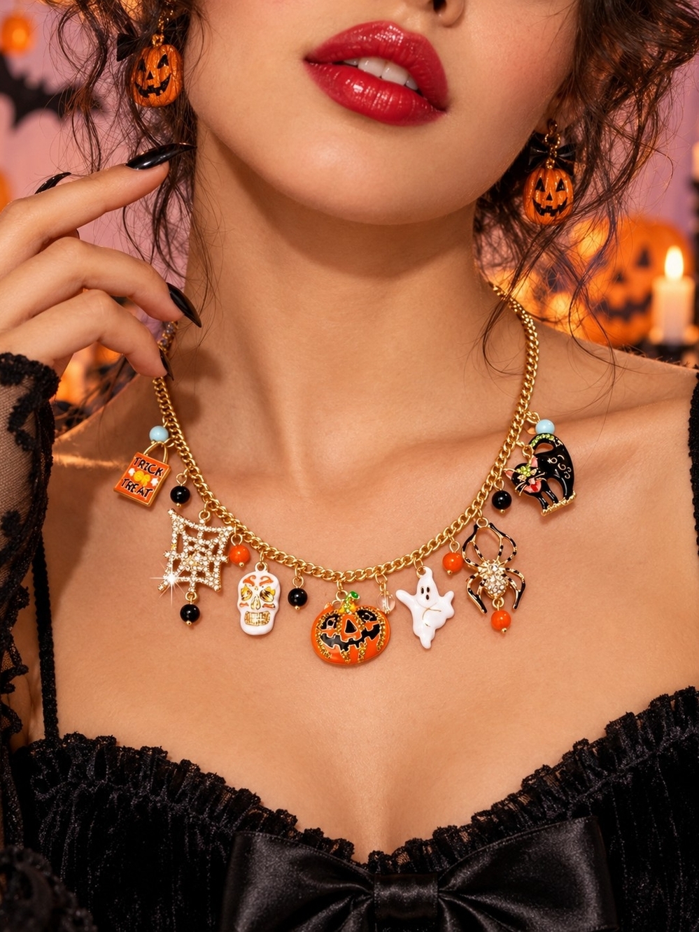 BETSEY JOHNSON CONFETTI HALLOWEEN NECKLACE - Picture 4 of 4